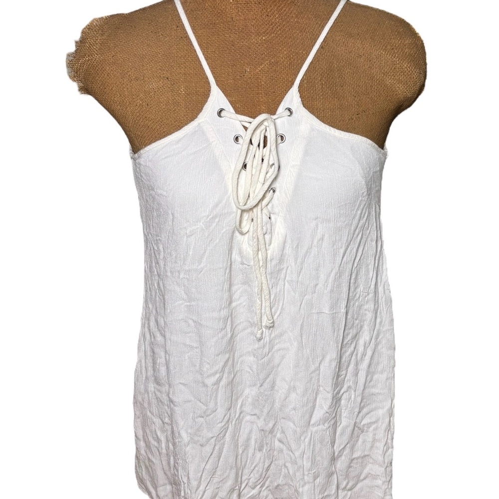 Trixxi White Lace-Up Women's Dress Size XL